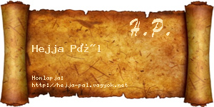 Hejja Pál névjegykártya